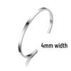 Adjustable C-Shaped Stainless Steel Bracelet with Engraved Text Logo and 6mm Opening for Women