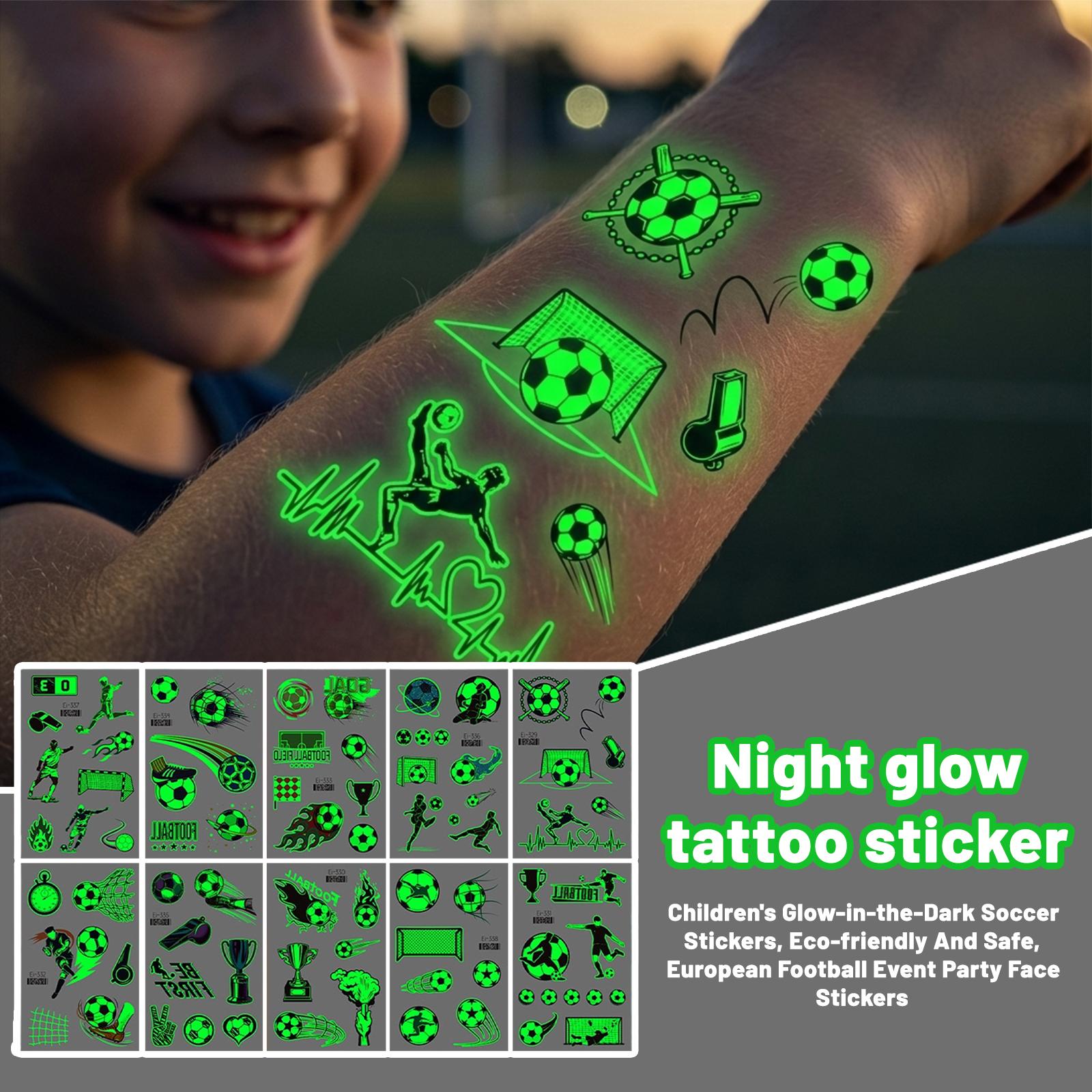 Children s Glow-in-the-Dark Soccer  Stickers, Eco-friendly And Safe, European  Football Event Party Face Stickers One Size белый