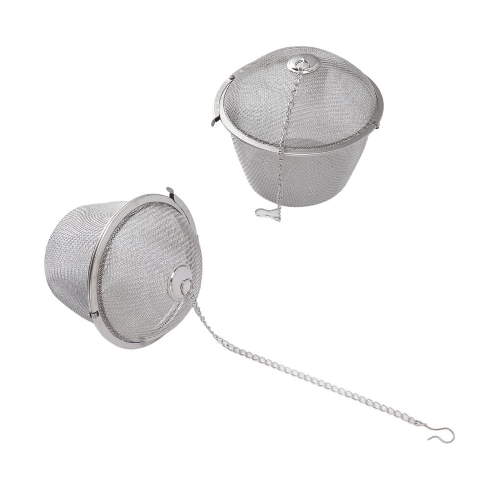 2pcs Mesh Tea Stainless Steel Tea Strainer with Hook Chain for Spice Soup Tea Herbs