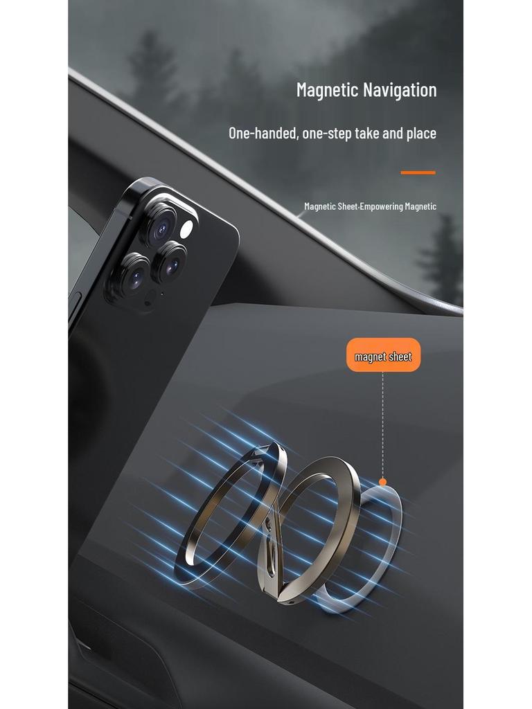 Dual-Sided Magnetic Phone Stand and Car Ring Holder with MagSafe Compatibility