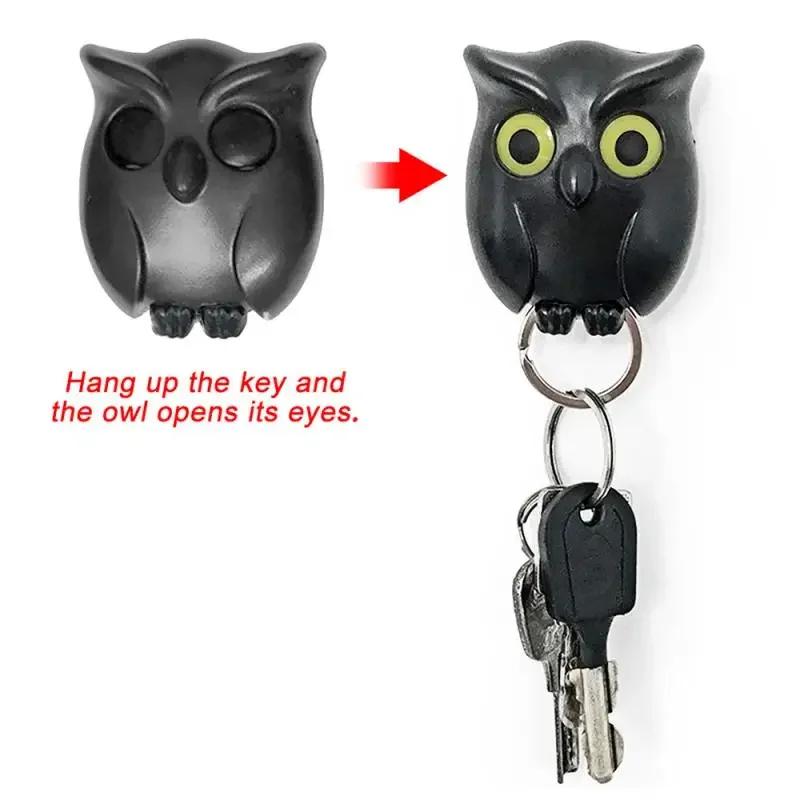 Key Holder for the Wall Hook Home and Decoration Magnetic Keychain Hooks Household Products Black Night Owl Opens Eyes Keys