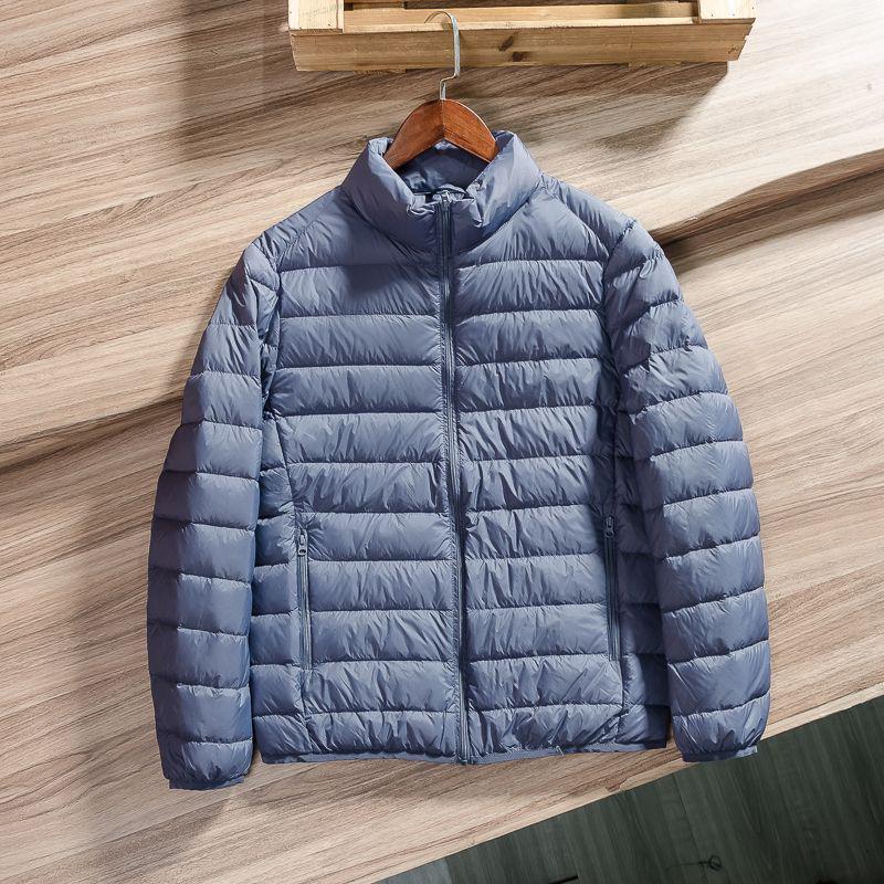 Men's Lightweight Stand-Up Collar Down Cotton Jacket - Solid Color, Warm, Versatile, Casual Winter Wear