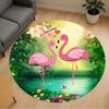 1pc Flamingo Love Round Chair Mat Area Rug - Non-Slip, Floor Mat for Office, Bedroom, and Indoor Decor C1125268