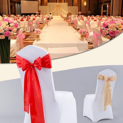 12PC Satin Home Kitchen Decoration Decorative Bow Chair Cover Wedding Solid Thanksgiving Chair Sashes Banquet Multiple Colors