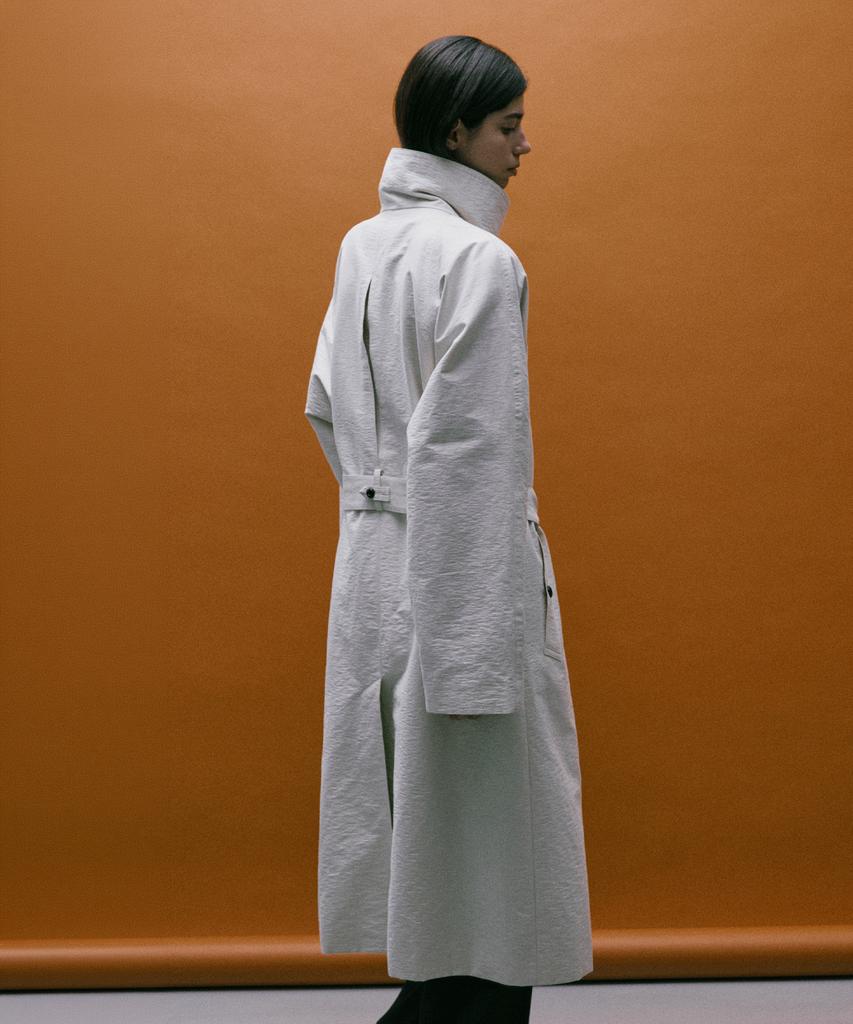 RE RHEE Funnel Neck Belted Trench Coat Vanilla