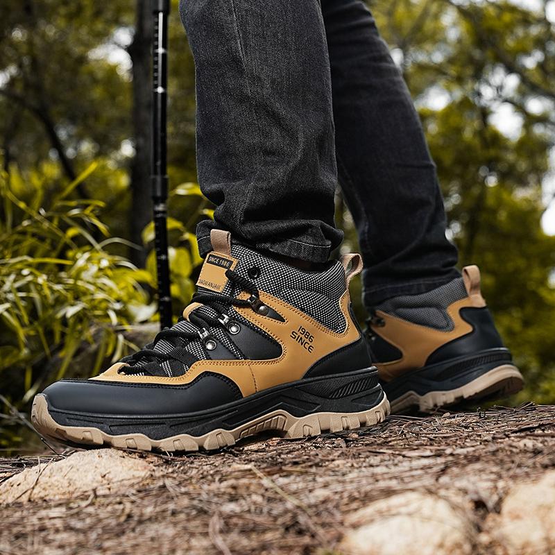 Men's boots four seasons new soft-sole anti-slip comfort casual boots fashion youth outdoor work boots breathable high-top boots