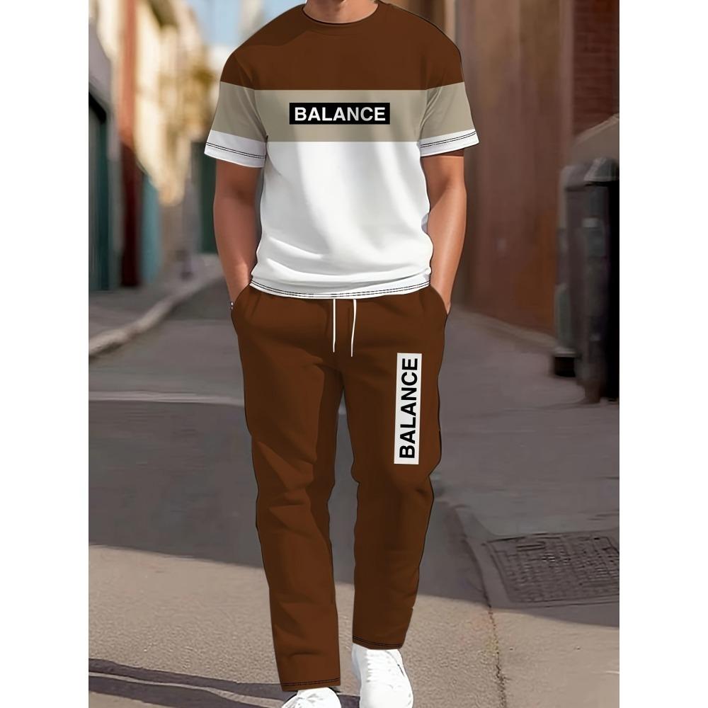 3D Navy Anchor Pattern Men's Set Summer Crew Neck Short Sleeve Shirt With Casual Trousers Two-Piece Set Casual Men's Set