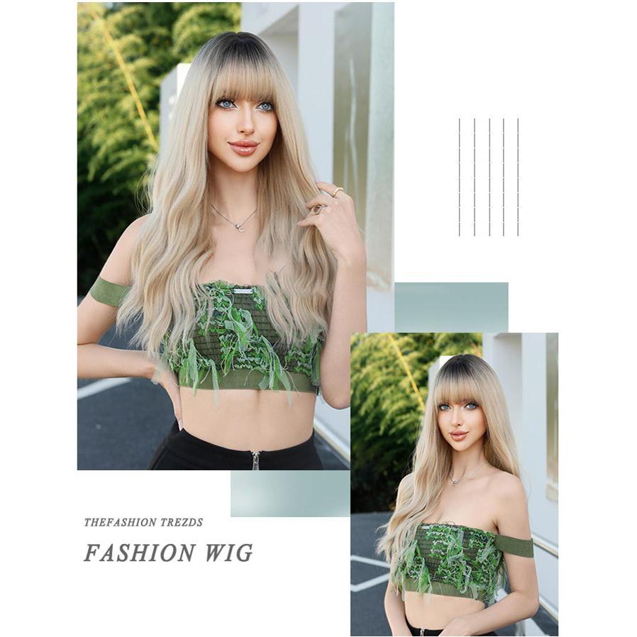 Dámská simulační paruka 63 cm zlatá paruka Plná pokrývka hlavy Růžová síťka na vlasy Pokrývka hlavy Krása Dekorace Paruka