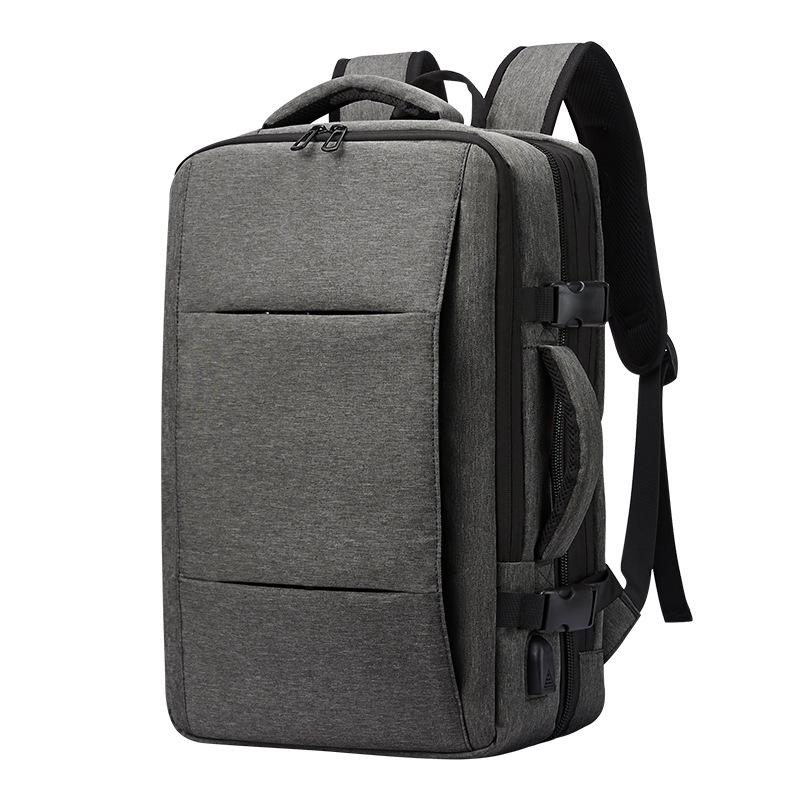 Men's Leather Business Travel Backpack with Laptop Compartment and Wet/Dry Separation