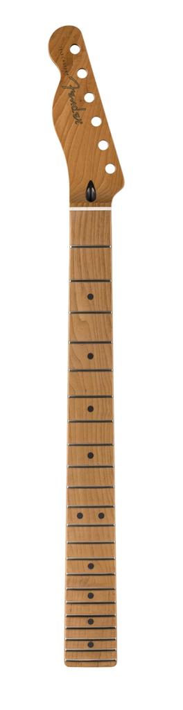 Fender Satin Roasted Maple LH 22 Jumbo Flat Oval Shape Replacement Guitar Neck Made In Mexico Telecaster® Neck, Frets, 12", Maple,
