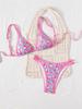 Zweiteiliger Bikini mit doppeltem Träger und Print, niedrige Taille, sexy, modisch für den Sommerurlaub