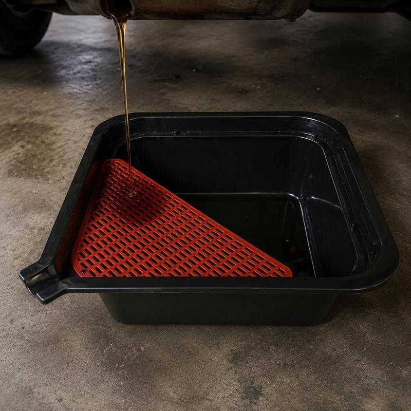 Oil Drain Pan Raised Edges Engine Oil Drain Pan Vehicle Maintenance Molded Finish Garage Equipment Wide Exposed Top for Workshop