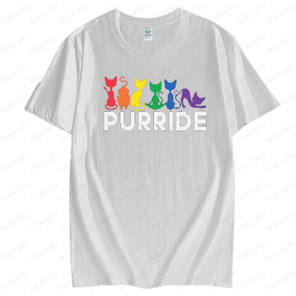 Rainbow Cat LGBT Symbol Tee Tops Gay Pride Month Tshirt Unisex Printed Tshirt Men Women Universal Casual Summer Short Sleeve