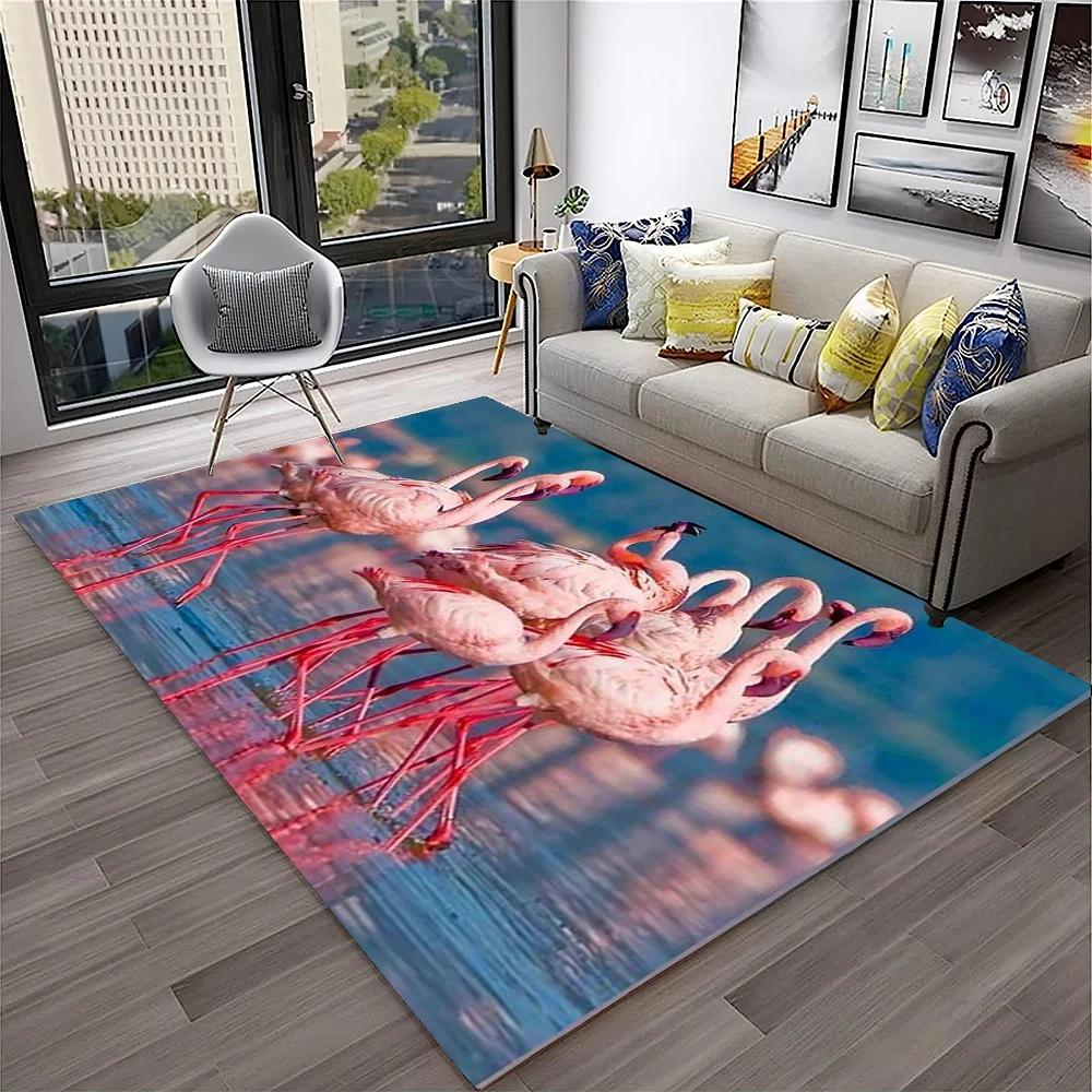 Pink Flamingo Bird Rainforest Cartoon Carpet Rug for Home Living Room Bedroom Sofa Doormat Decor,kid Area Rug Non-slip Floor Mat