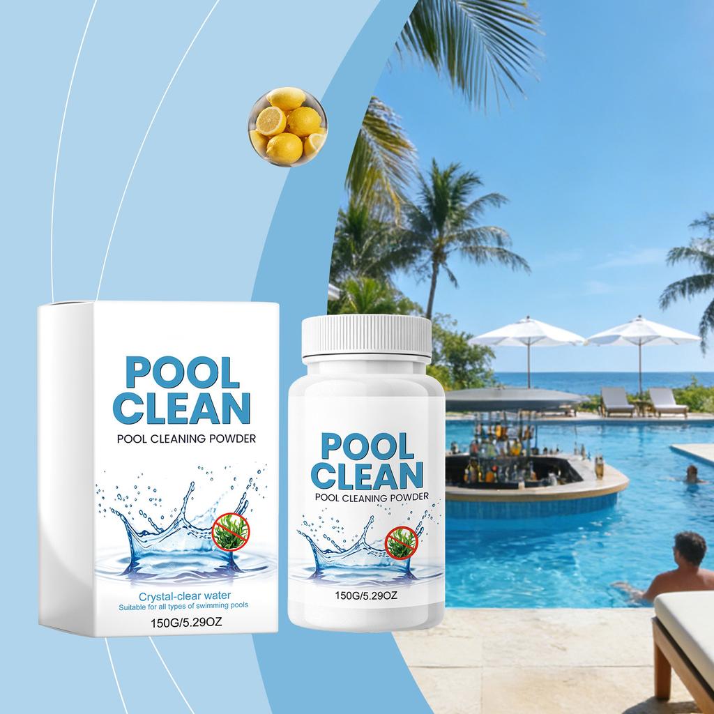 Pool Clean Pool Cleaning Powder 150G Suitable for All Types of Swimming Pools Removes Debris and Maintains Clear Water Quality