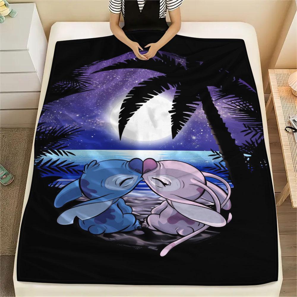 Stitch Cartoon printing Flannel Blanket Bedroom Sofa Camping Warm blanket Gifts for family and friends-MJ016