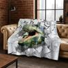 3D Illusion Breaking Wall Dinosaur Animal Series Flannel Blanket,Cozy Soft Throw Blanket for Home Bedroom Bed Sofa Cover Kids