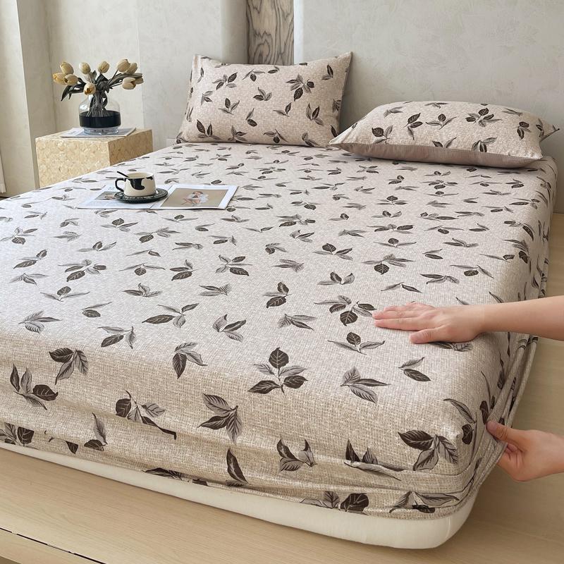 New printed single-piece fitted sheet three-piece set, washable mattress protective cover, all-inclusive mattress and pillowcase