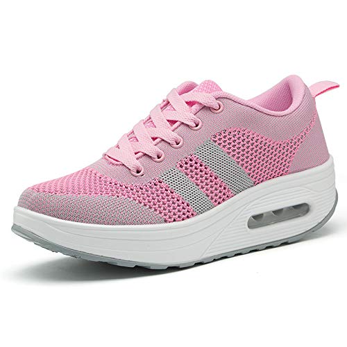 Manantiaar Women's Sneakers, Platform Shoes, Pink, Size 23, Breathable, Washable, for Training and Fitness, Size 23.0cm