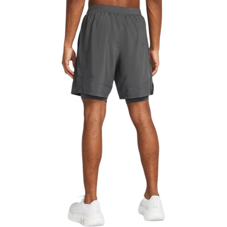 Under Armour Logo Print Mid-Rise Quick-Dry Drawstring Casual Shorts Men Shorts Gray 1382641-025