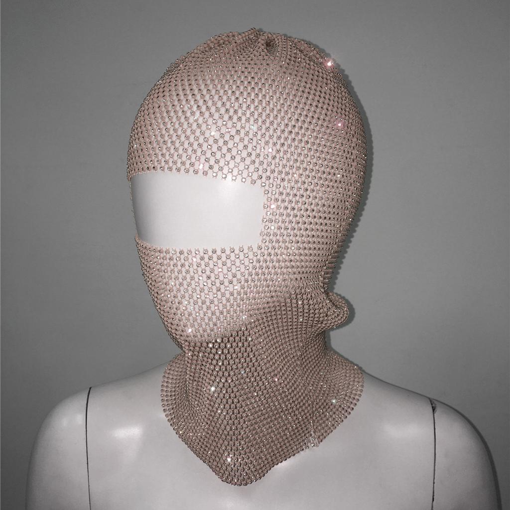 Fashion Bling Rhinestone Face Mask Full Coverage Sun Protection Stylish Face Shield Headgear
