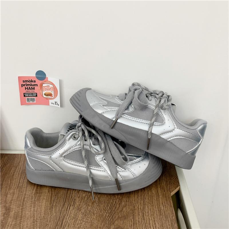 Fashion Women's Sports Flat Shoes Patchwork Thick Soles Round Toe Casual Sports Running Shoes Comfortable Soft Soles Women Sports Shoes