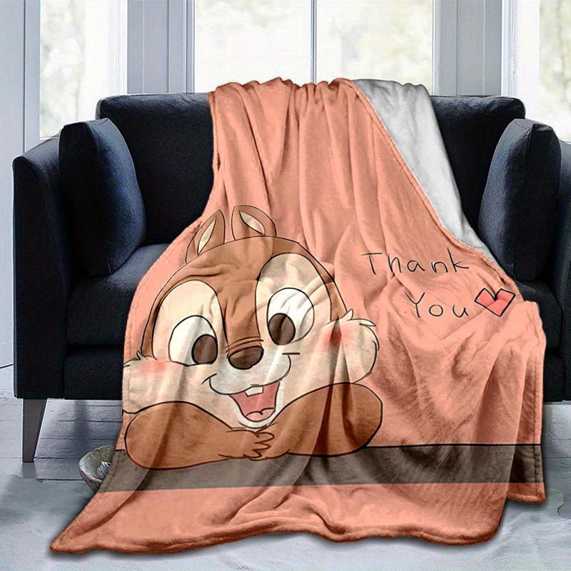 1pc,Thank You Cute Chipmunk Throw Blanket Soft & Cozy Fleece Blanket for Home Decor, Couch Cover, Travel