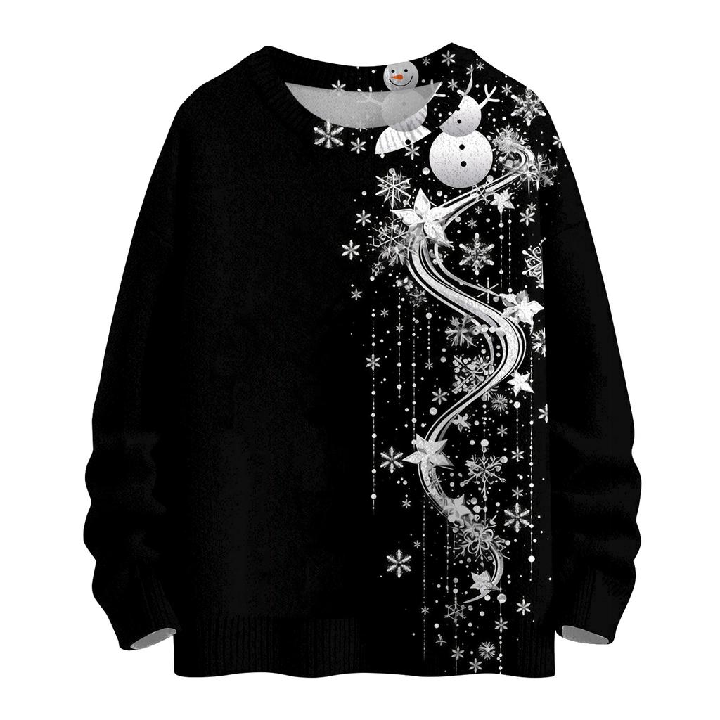 Women's Casual Long Sleeve Woolen Christmas Sweatshirt Fall  Vacation Long Sleeve Pullover
