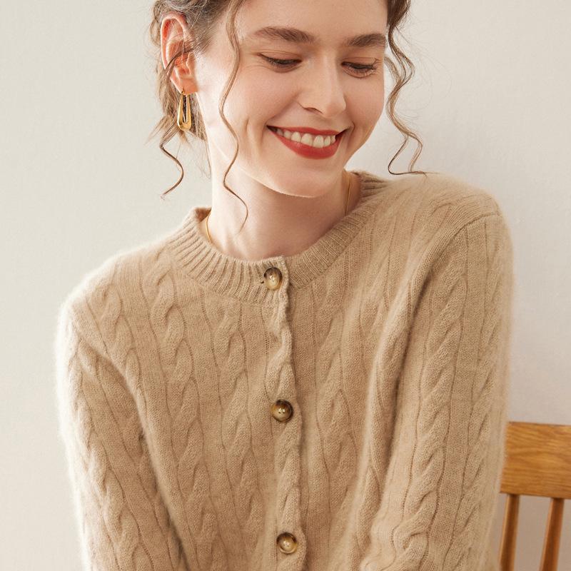 

Женский кардиган из кашемирового трикотажа с длинным рукавом - Свободная, модная верхняя одежда, Универсальный однобортный топ крупной вязки на осень/зиму Double Extra Large