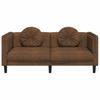 2 Seater Sofa with Cushions Brown Artificial Leather Suede Like Texture