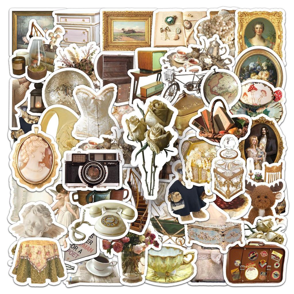 50 Photos of Retro Ins Style Graffiti Personalized Small Freshman Account Creative DIY Mobile Suitcase Stickers Waterproof