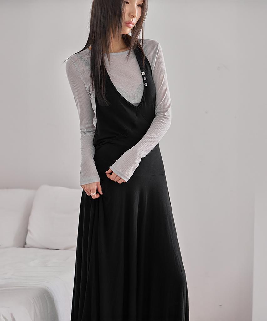 Leondeondada Halter Unbalanced Draped Dress, Black