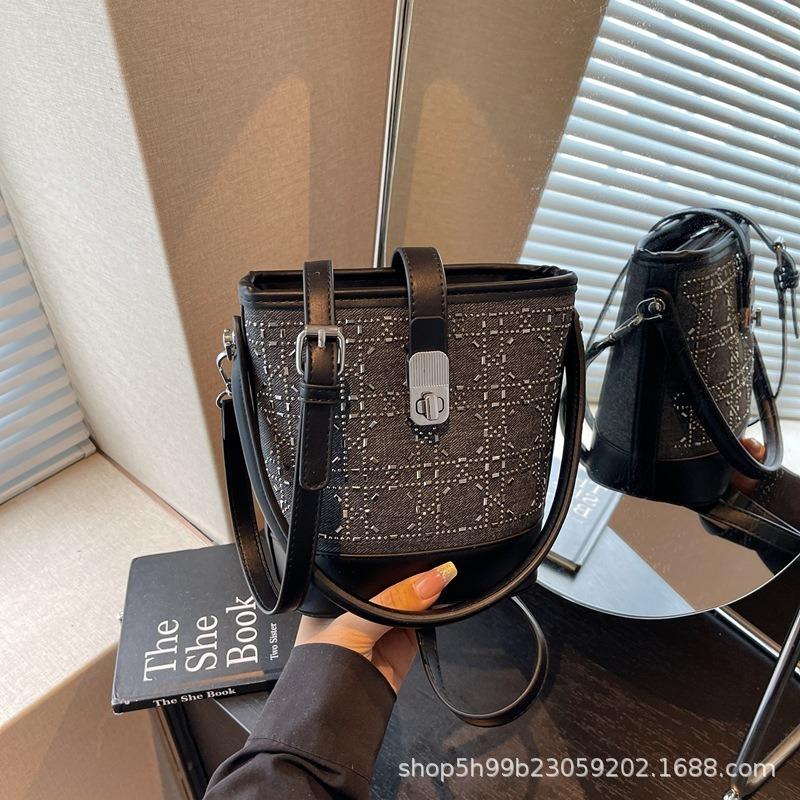 Light Luxury Bucket Bag, New Fashionable Portable Shoulder Bag, High-quality Texture, Large-capacity Small Bag, Oblique Span Bag for Women