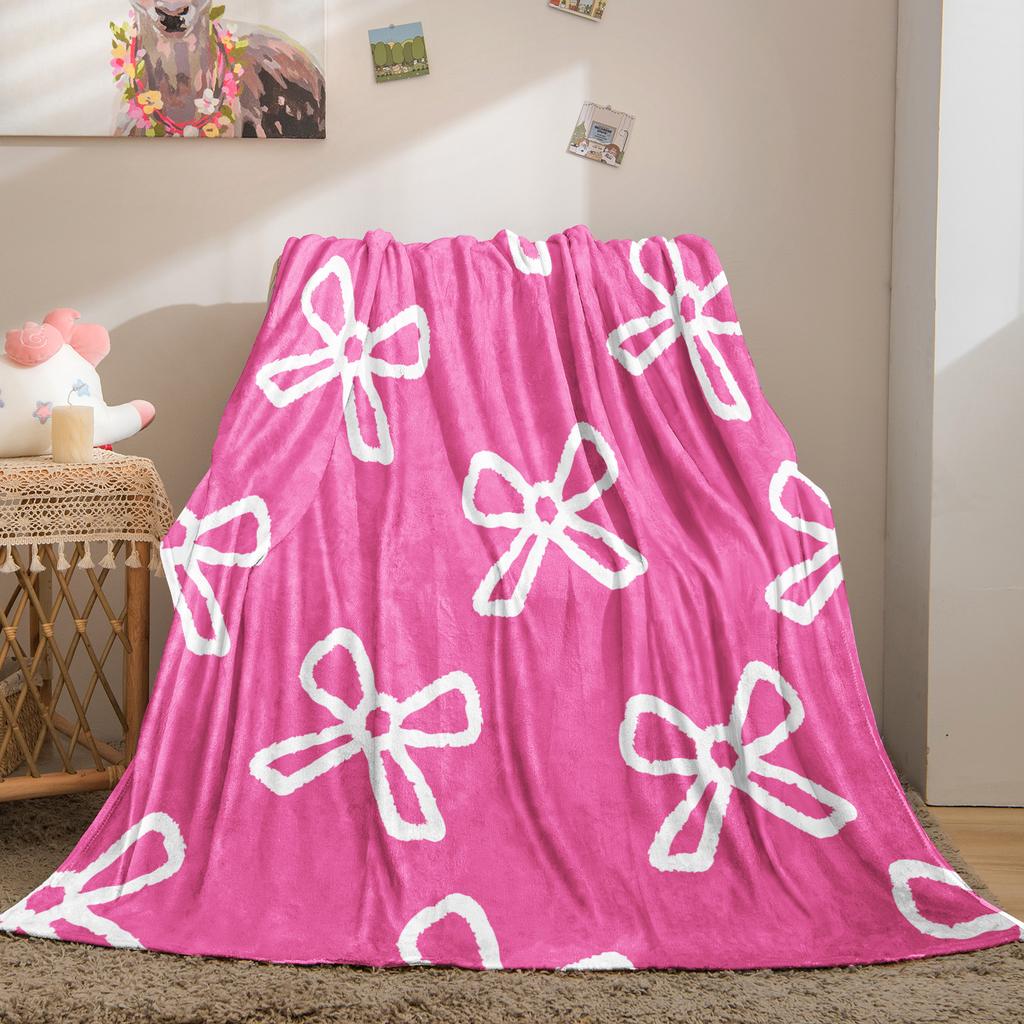 Vintage Sweetheart Bow,Heart&Shark Full-Print Fleece Blanket for Adult Quality Super Soft Warm Blanket for Travel Office Home