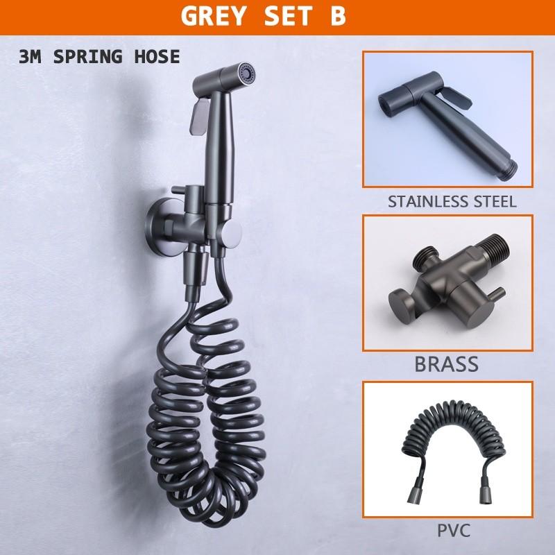 Stainless Steel Sprayer Matt Black Gold Toilet Partner Brass Cold Valve Metal Grey Gloss Chrome Household Bidet Sprayer Set