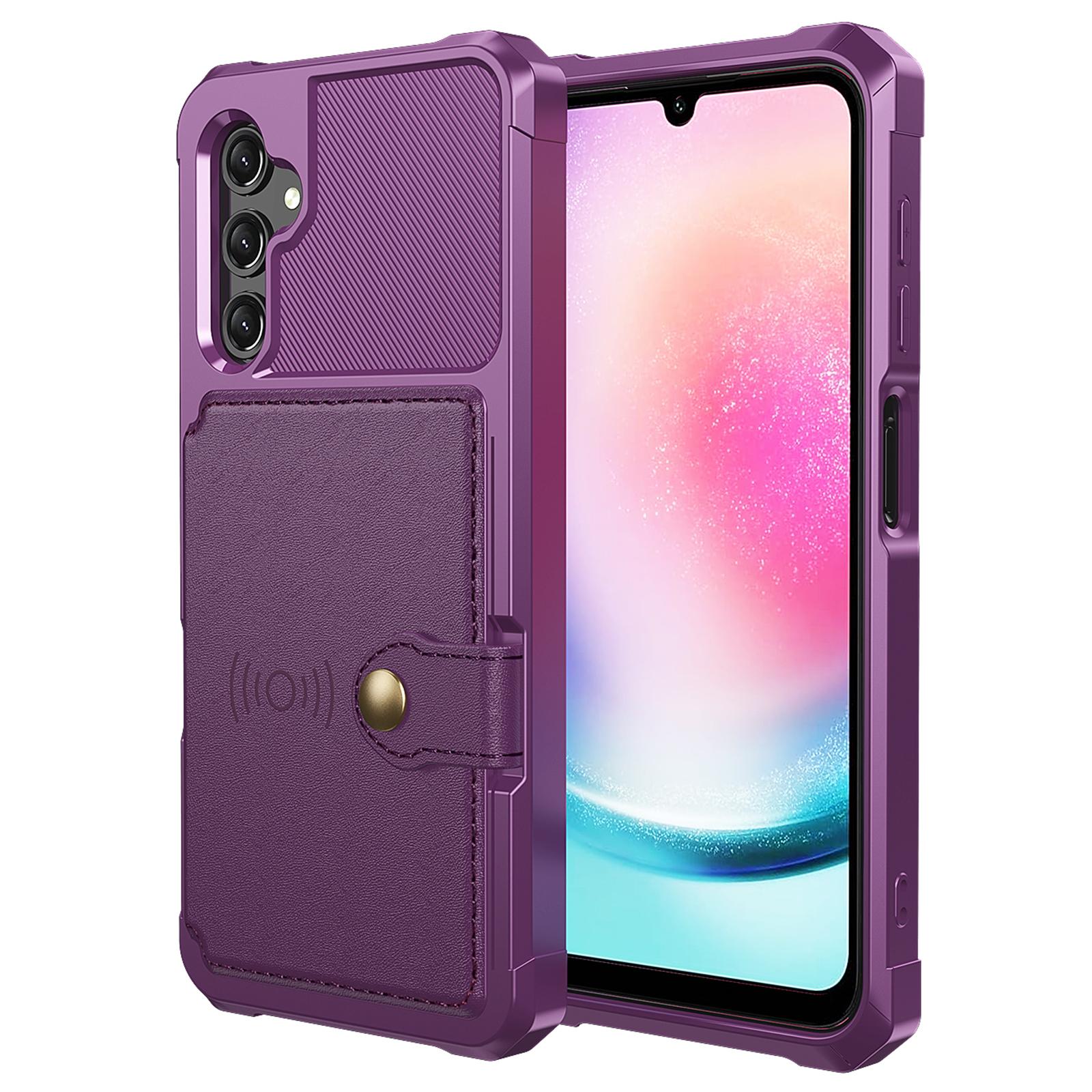 

ZM03 Для Samsung Galaxy A25 5G (Глобальный) (161,0 х 76,5 х 8,3 мм) Чехол из ПУ кожи+ТПУ, противоударный чехол для телефона, слоты для карт Purple