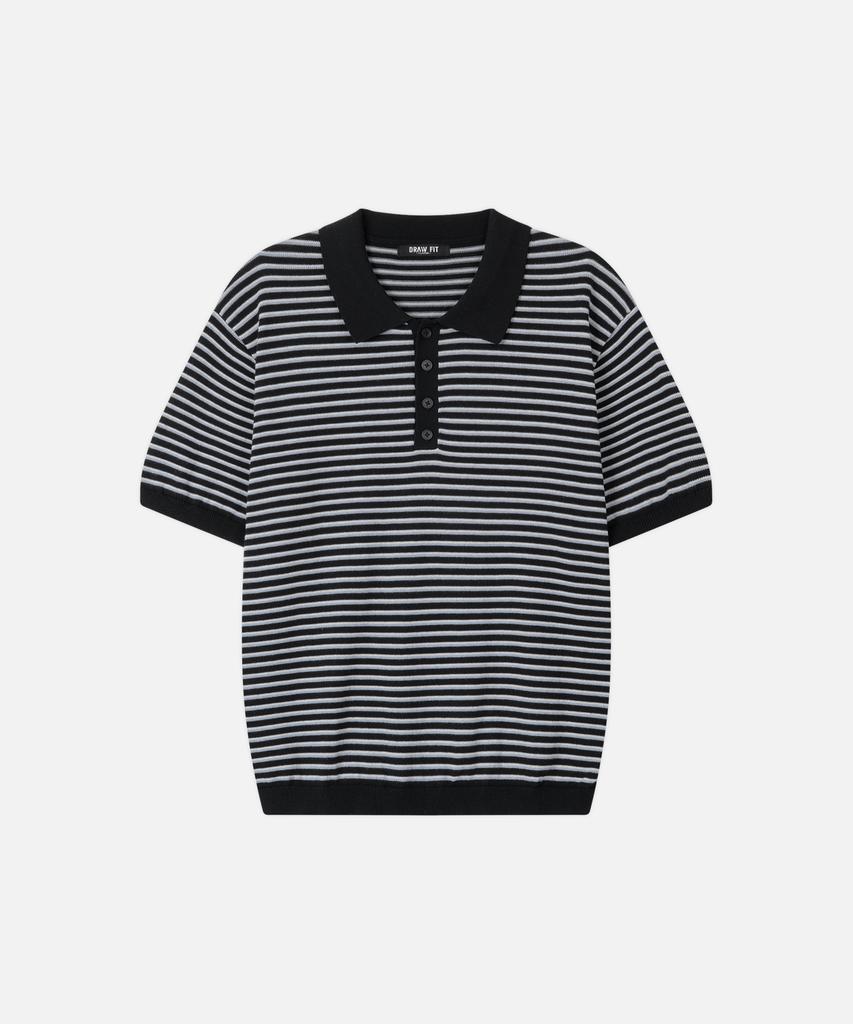DRAW FIT Repose Striped Polo Knit [Black]
