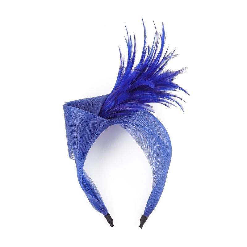 Elegant Feather Hairband with Tulle Bows Old Style Mesh Headband for Women Girls Wedding Party Photo Shoot Accessories