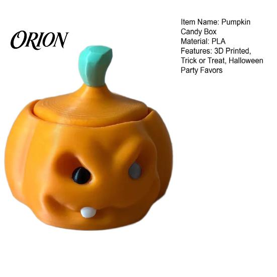 Multi Purpose Storage Box Halloween Pumpkin Candy Box, 3D Printed Container, Fillable Reusable Plastic Bucket Treat for Trick or Treat, Party