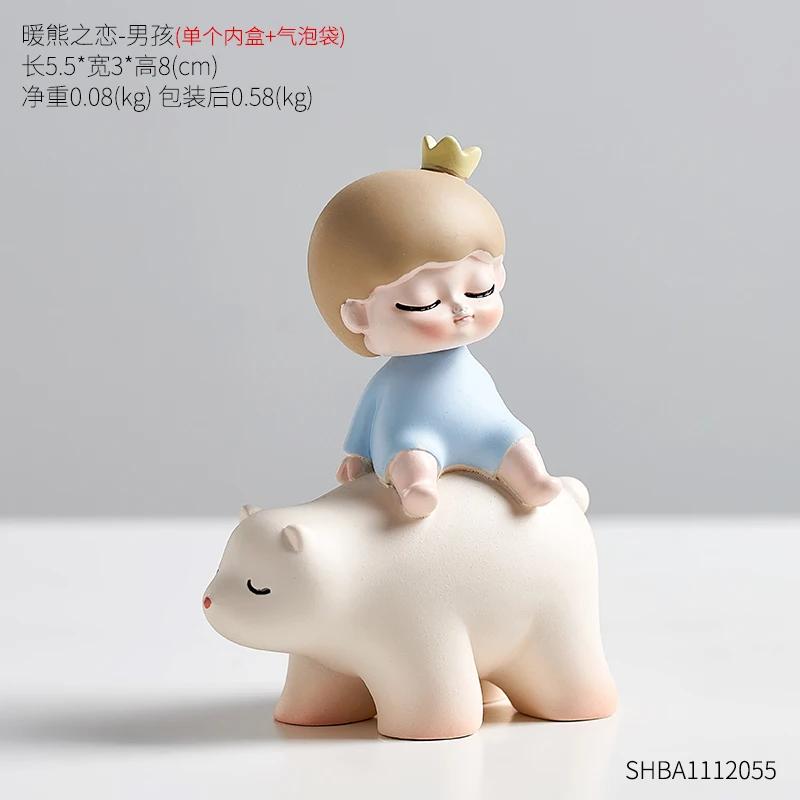 Wohnkultur, schöne Cartoon-Mädchen- und Tierfigur, moderner Stil, Miniaturhandwerk für Wohnzimmerzubehör, Schreibtisch-Ornamente