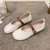 Mary Jane retro word with soft bottom soft surface middle heel women's 2025 summer British style non-slip bottom flat heel shoes
