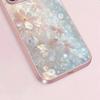 Pink Flower Glitter Pattern Metallic Tempered Glass Phone Case For iPhone 17 16 15 14 13 12 11 Pro Max 15 Plus 17 Air 17E Cover