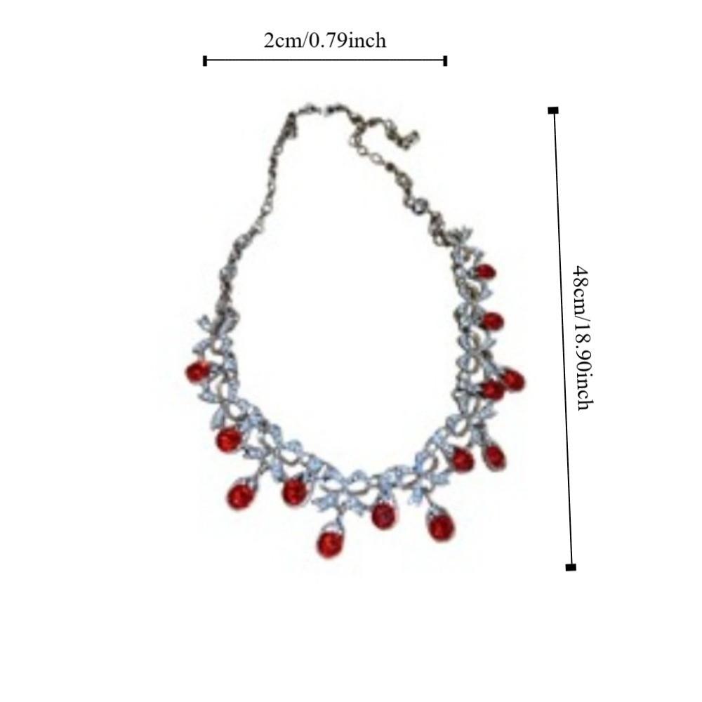 2 pieces Water Drop Rhinestone Jewelry Set Inlaid Crystal Necklace Set Necklace Earrings Set  Women