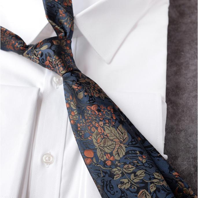 

Men s Business Tie Floral Pattern Woven Silk Necktie Suitable for Formal and Professional Attire Classic Width Design Durable Fabric One Size синий