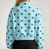 Women's Long Sleeve Half Zip Polka Dot Sweatshirt