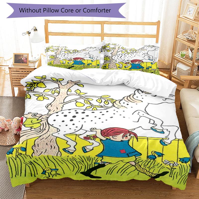 3pcs Pippi Longstocking Bedding Set Duvet Cover Closure Includes 1 Duvet Cover & 2 Pillowcases, Soft and Comfortable for All Seasons.