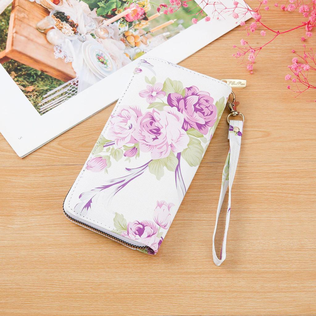 Women's Rose Print Wallet & Phone Bag