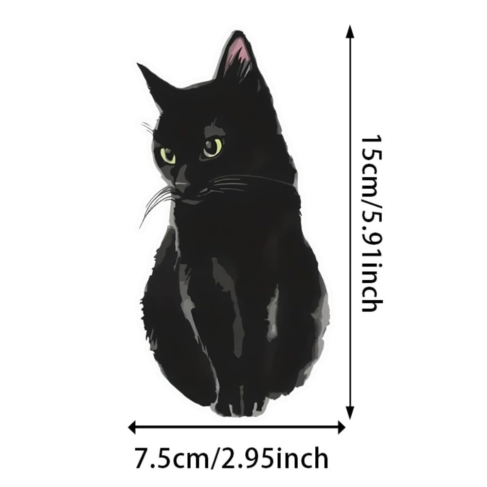 Set mit 2 Schwarze Katze Aufklebern 3"x6" Wasserdichtes Vinyl Autoaufkleber Stoßstange Fenster Laptop Gitarre Geschenk Katzenliebhaber | #AZ230