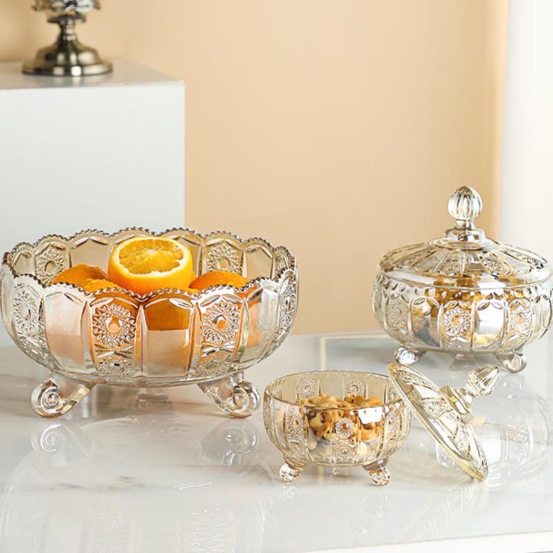 Luxury Crystal Three-Tier Fruit Bowl for Living Room