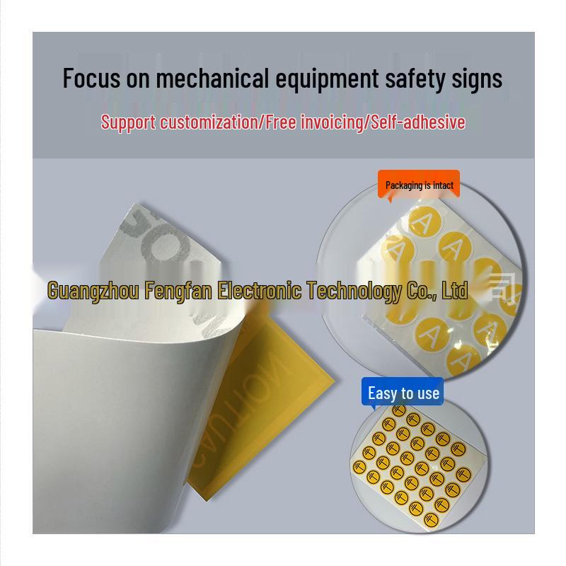 Waterproof Warning Sign for Mechanical Electrical Equipment - Push Button Symbol Sticker